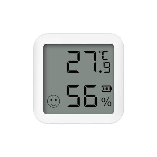 Digital thermometer with humidity display on a white background